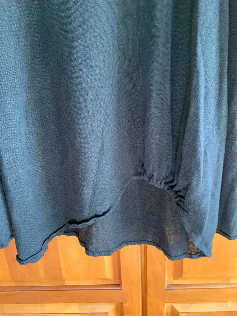 Eileen Fisher Cotton Popover Sweater XL with gather at hem in front. P-T-P 23”